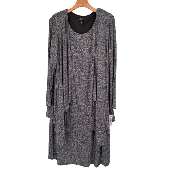 R&M Richards Womens Cascade Grey Knit Jacket Dress size 22w plus new $99 - Picture 2 of 14